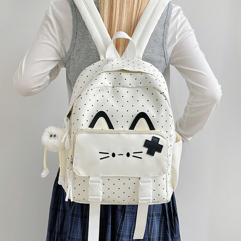 2026可爱猫咪波点双肩包女童小学生轻便迷你书包软萌少女风背包