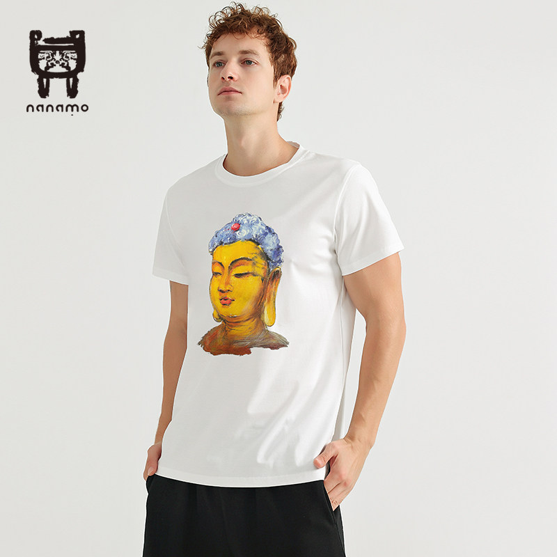 【夏季新品】NANAMO鼐墨 男士纯棉夏季国潮纯棉菩萨印花休闲短袖