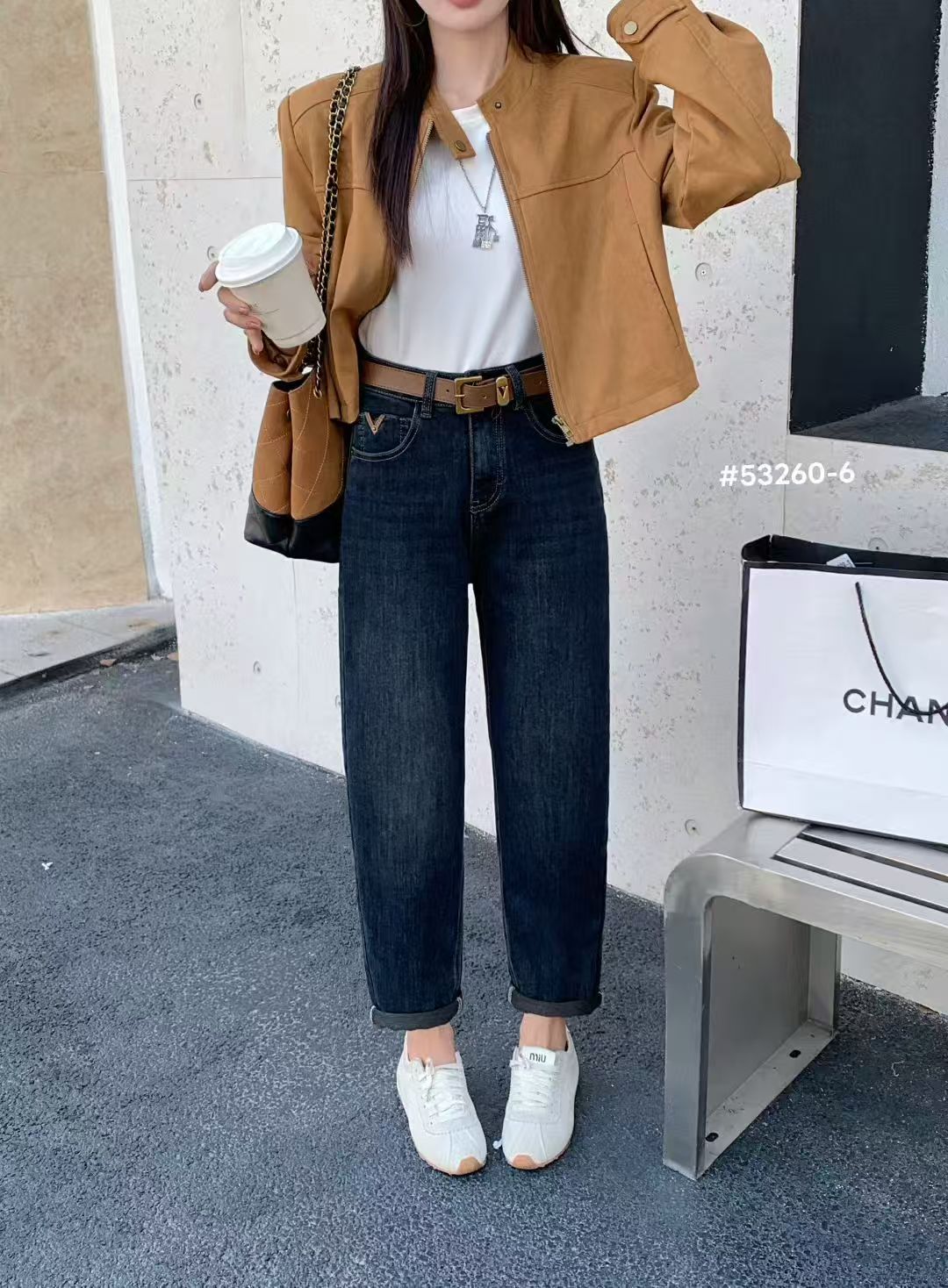 木辰女新深色哈伦裤女秋季新款2025年高腰大码牛仔宽松老爹裤子潮