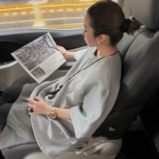 韩系东大门慵懒风纯色圆领套头空气棉宽松短袖上衣立体裁剪T恤女