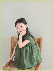 新品巴拉巴拉女童娃娃领流光连衣裙2024夏季新款森系裙子洋气宝宝