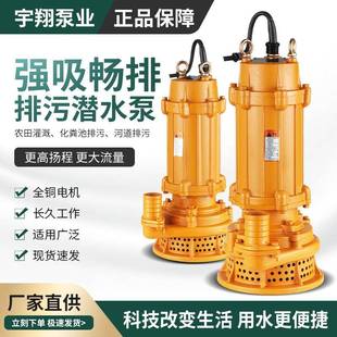 2寸工程污水电泵WQX10 1.5高扬程抽水泵工地排污水WQX潜水泵