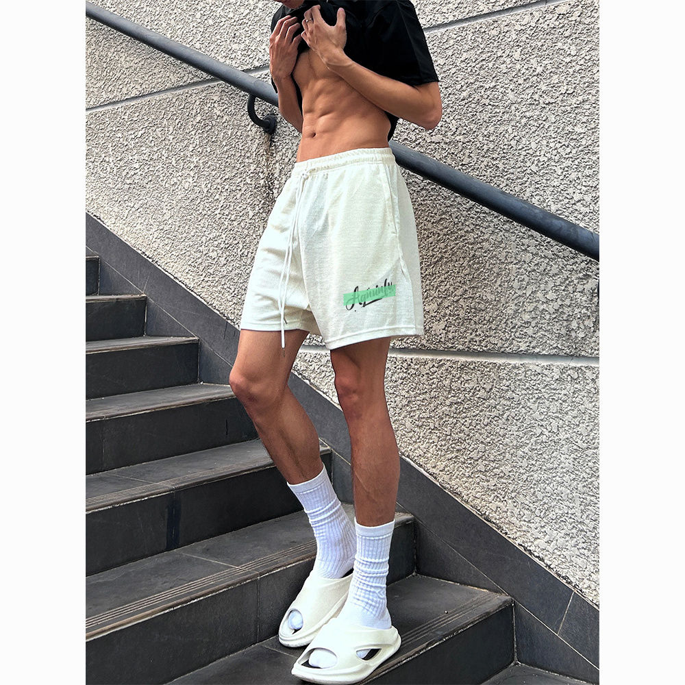 美式休闲短裤男夏季vibe街头简约宽松阔腿裤情侣抽绳运动五分裤潮