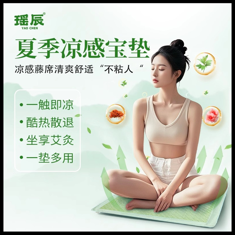 瑤辰艾草涼感藤席呵護臀部坐墊