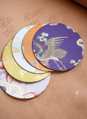 知舍 如意云鹤纹杯垫 织锦材质 新中式复古 宫廷风家居隔热茶桌垫