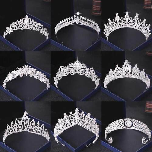 Crystal Rhinestone Wedding Crown Silver Color Bride Tiaras a