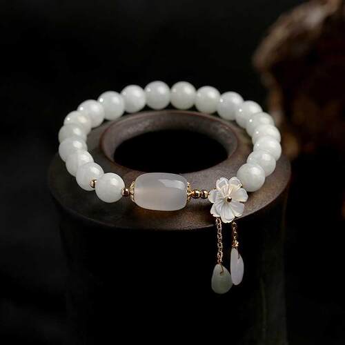 Natural Jade Emerald Agate Beads Bracelet Adjustable Bangle
