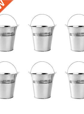 OUNONA 6pcs 10.5x7.2x10.5cm Mini Tinplate Metal Bucket
