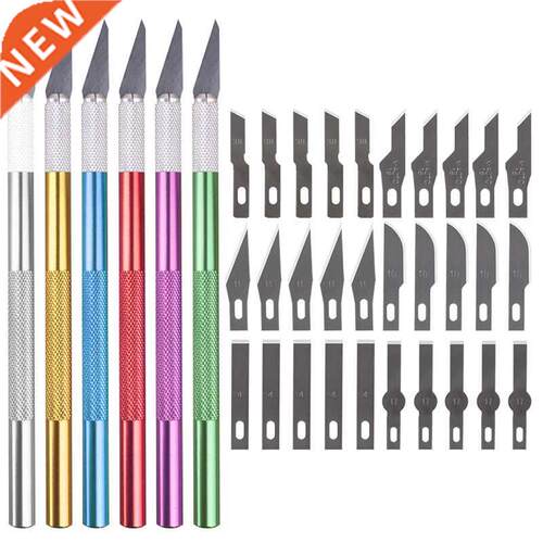 Blade Metal Handle Scalpel Knife Wood Paper Cutter Craft Pen