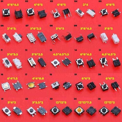 Cltgxdd 25models Micro Push Button Tactile Tact Switch Rese