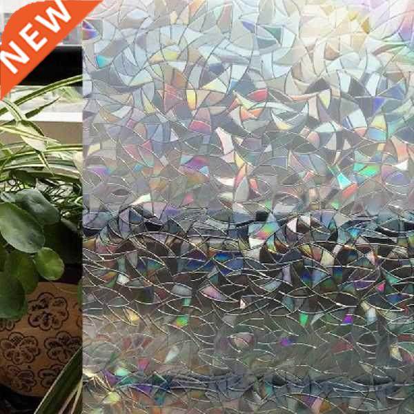 Tinted 3D No Glue Static Decorative Privacy Window Rainbow