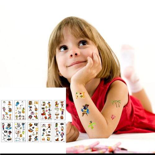 Behogar 10 Sheets Waterproof Pirate Theme Temporary Tattoo B