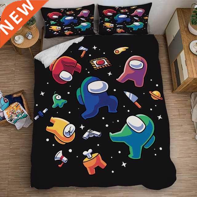 Crtoon mong Us Bedding Set Gme Duvet Cover Set With Pillo