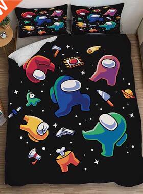 Crtoon mong Us Bedding Set Gme Duvet Cover Set With Pillo