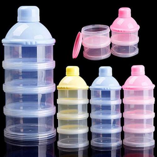 Travel Kids Baby Feeding 4 Layers Milk Powder Dispenser Bott