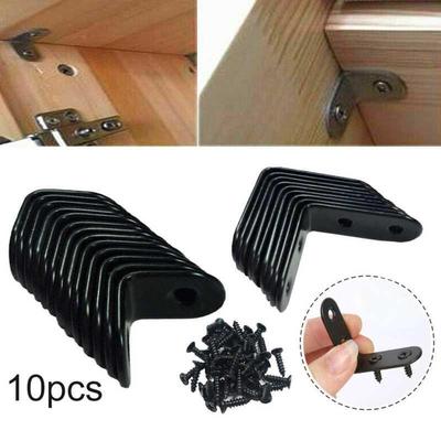 10pcs Black L-Shaped Brackets Stainless Steel Right Angle Br