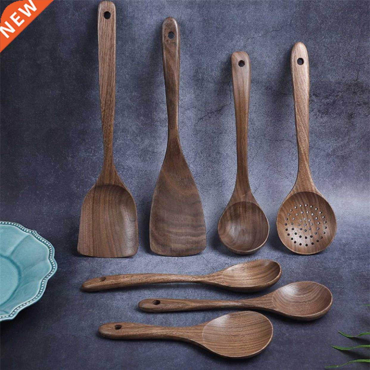 Black Walnut Spoon Cooking Hand Polished Pan With Wooden