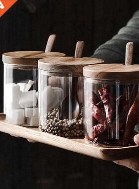 1Pcs Kitchen Seasoning Jar Glass Spice Container Salt Jars C