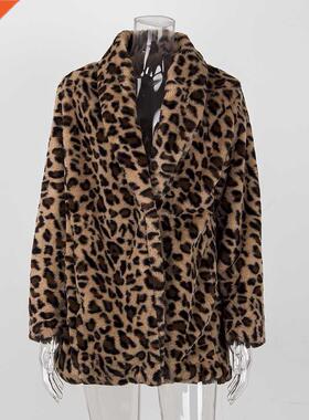 Leopard Coats 2019 New Women Faux Fur Coat Luxury Winter War