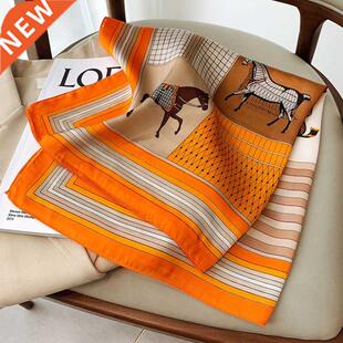 2022 New 70*70cm Silk Satin Hair Scarf Women Handkerchief Pr