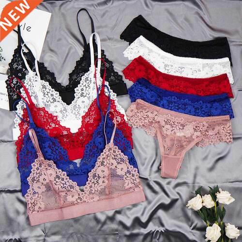 Women's Ultra-thin Cup Mesh Lace Underwear Set Transparent B
