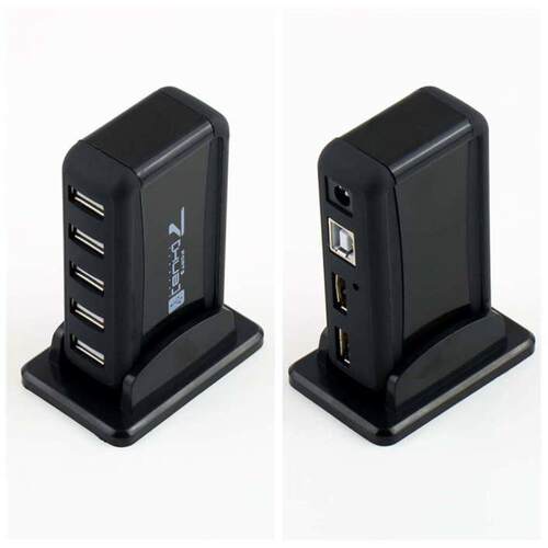 7 Port USB 2.0 Hub with AC Power Adapter For Laptop PC Compu