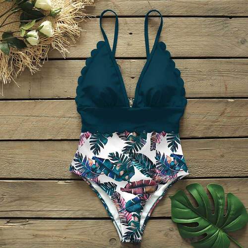 2022 Sexy One Piece Swimsuits Female Shoulder Floral Women S