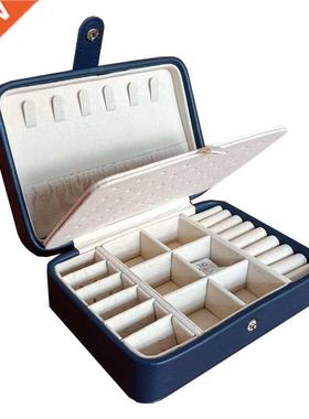 New 2021 Leather Portable Jewelry Box Double Simple Earrings