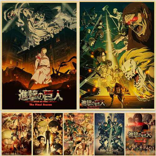 Japanese Classic Anime Attack on Titan Season 4 Poster Kraft