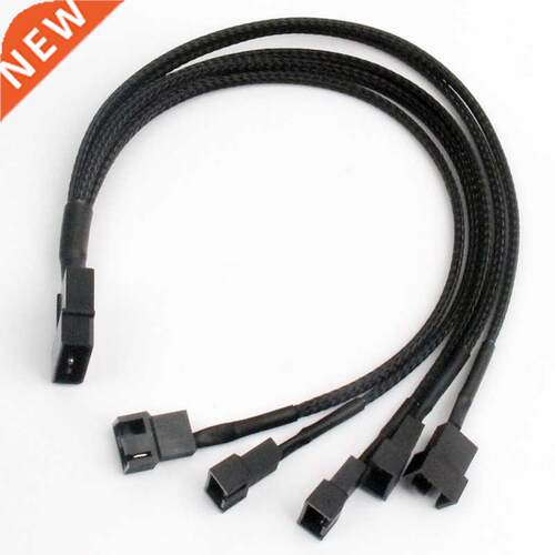 30cm 4pin IDE Molex to 4-Port Blck Sleeved Cooler Cooling