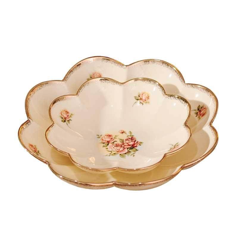 European-Style Ceramic Tableware Gold-Plated Rose Ceramic