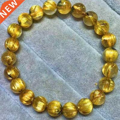 Natural Gold Rutilated Titanium Quartz Woman Men Bracelet 8.