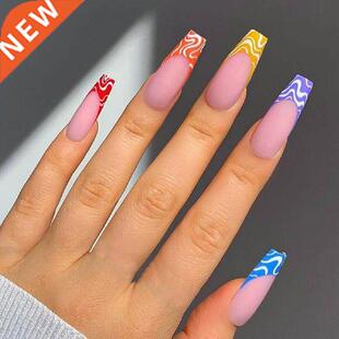 24Pcs/Set Press On Nail Seamless False Nails Long Nail