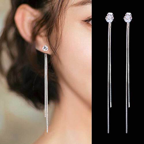 2020 New Long Crystal Tassel Gold Color Dangle Earrings for