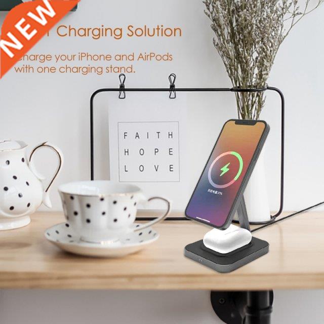 2-In-1 Wireless Charger, 15W Fast Charging Charger Stand For