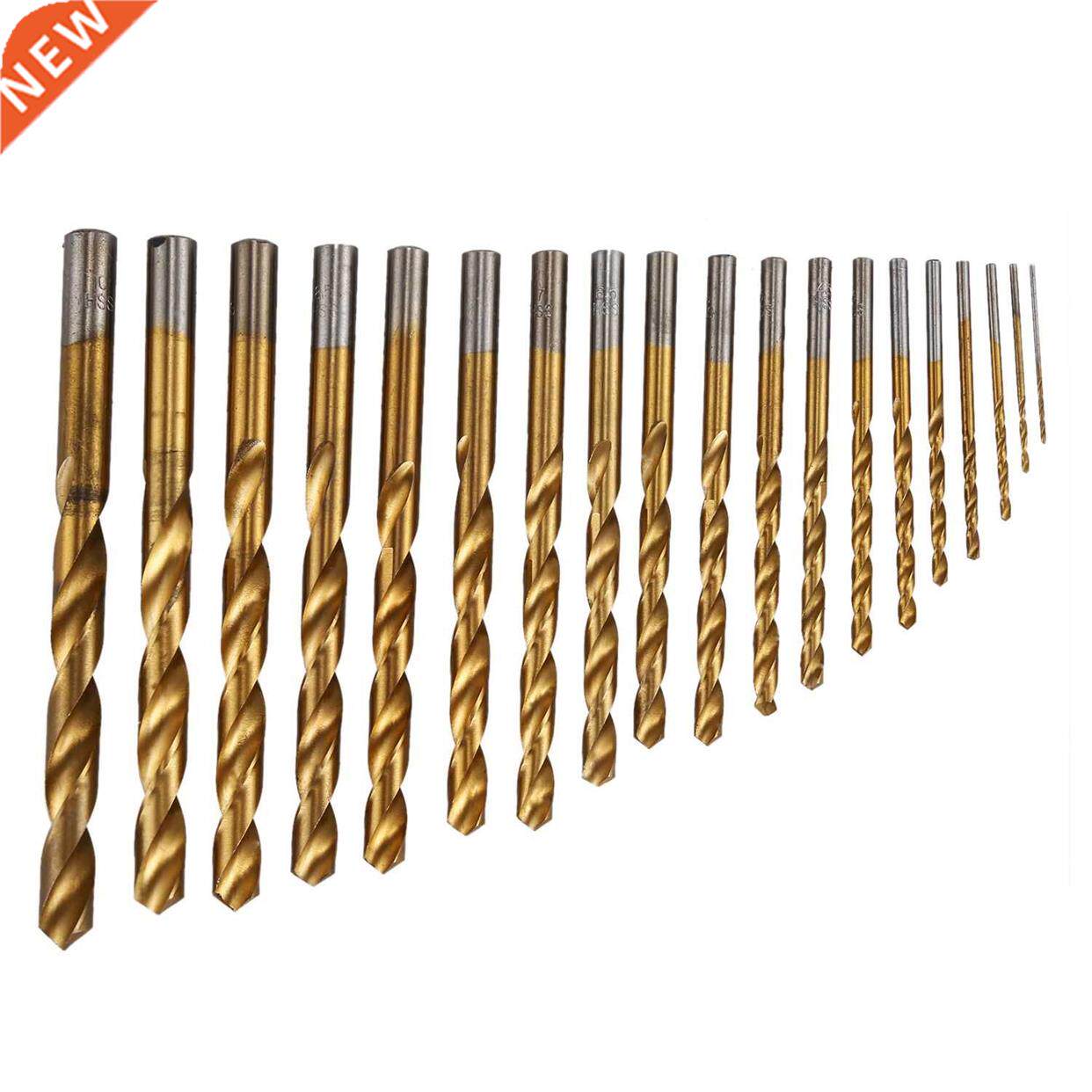 19pc titanium plated drill bit set, 1MM - 10MM HSS drill bit