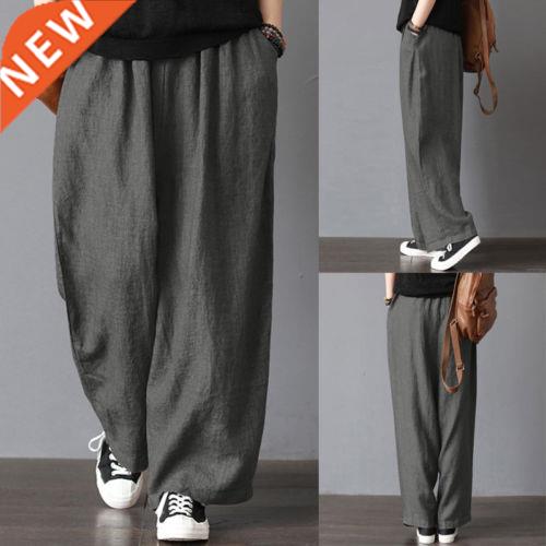 Men Casual Loose Wde Leg Pants Cotton Lnen Casual Bloomers