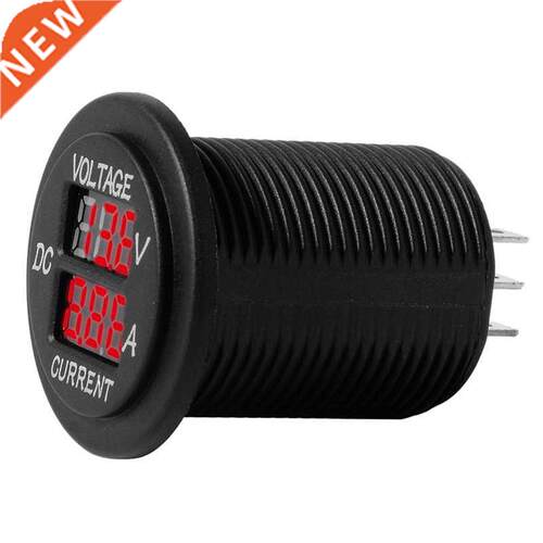 DC 12-24V Red LED Dual Display Voltmeter Ammeter Round Panel