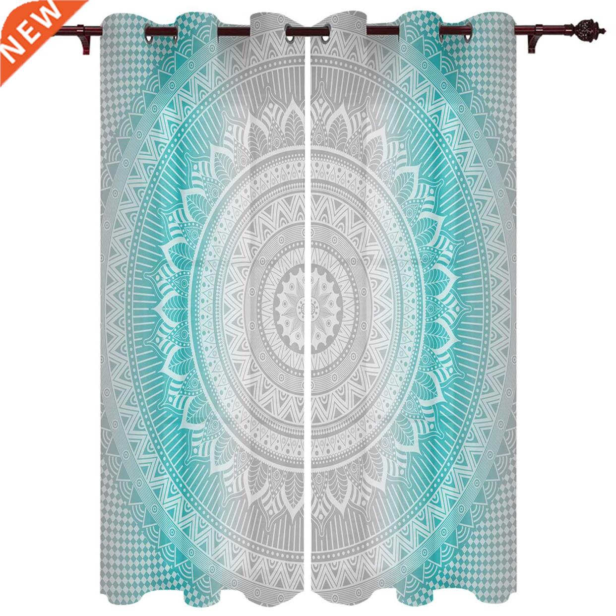 Hippie Mandala Art Design Bohemian Style Window Curtains