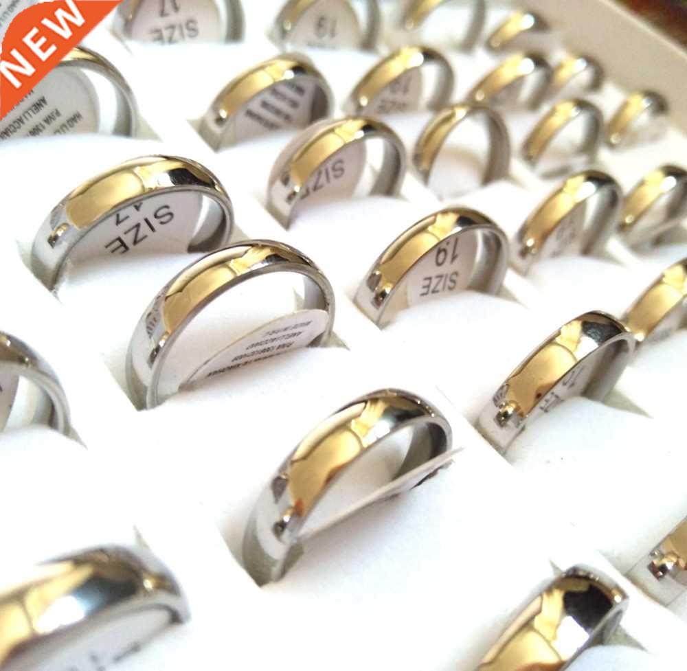 50pcs Silver Polished Comfort-fit 4mm Band Stainless Steel W