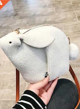 Shoulder Bag Women Cartoon Rabbit Zipper Shoulder Bag Faux L