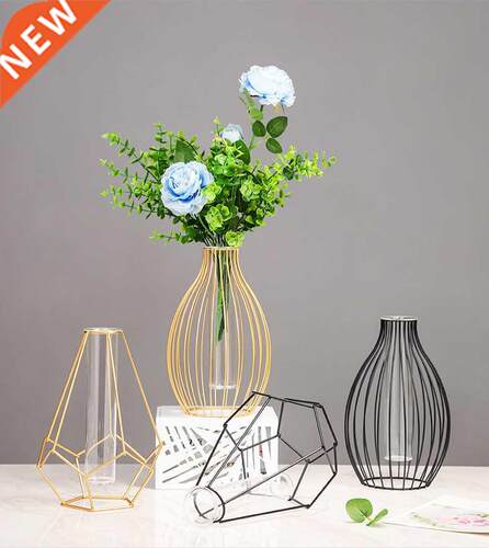 Nordic Simple Golden Glass Vase Hydroponic Plant Flower Vase