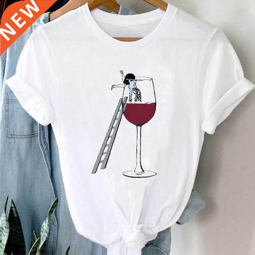T-shirts Women Cartoon Wine Funny Fashion Clothing Spring Su