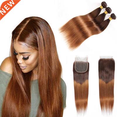 Ombre 3/4 Bundles Bundles With Closure Brazilian Straight Hu