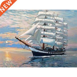 5D  Diamond Painting Boat Scenery Cross Stitch Sewing