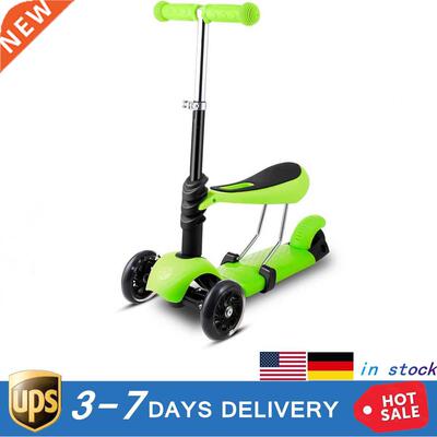 Height Kick Scooter With Folding Seat Flashing Wheels Kids A