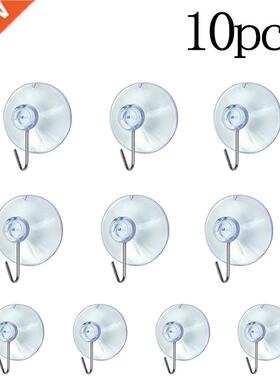 10pcs Suction Cup Hooks Transparent Sucker Hooks Clothes Coa
