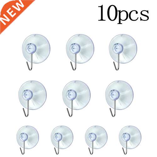 10pcs Suction Cup Hooks Transparent Sucker Hooks Clothes Coa