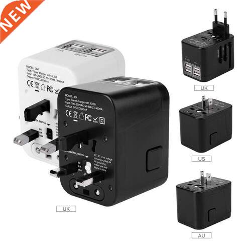 Plug Travel Charger Adapter for US UK EU AU with 4 USB 100-2