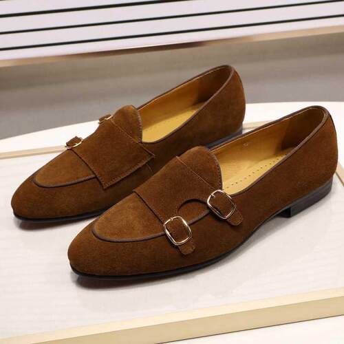 Fashion Design Suede Leather Mens Loafers Black Brown Green